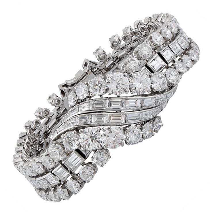 1950s Boucheron Paris Important Diamond Platinum Bracelet | From a unique collec...