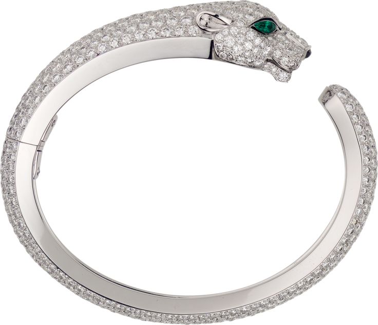 Bracelet Panthère de Cartier Or gris, émeraudes, onyx, diamants...