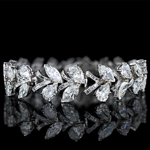 Spectacular Platinum Diamond Bracelet - 40-1-1359 - Lang Antiques
