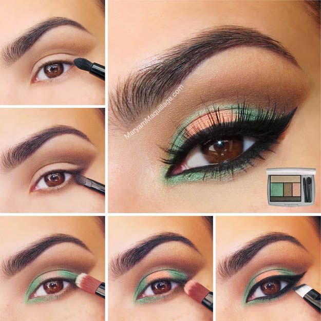 Teal and Coral Eyes | Eyeshadow For Brown Eyes | Makeup Tutorials Guide...