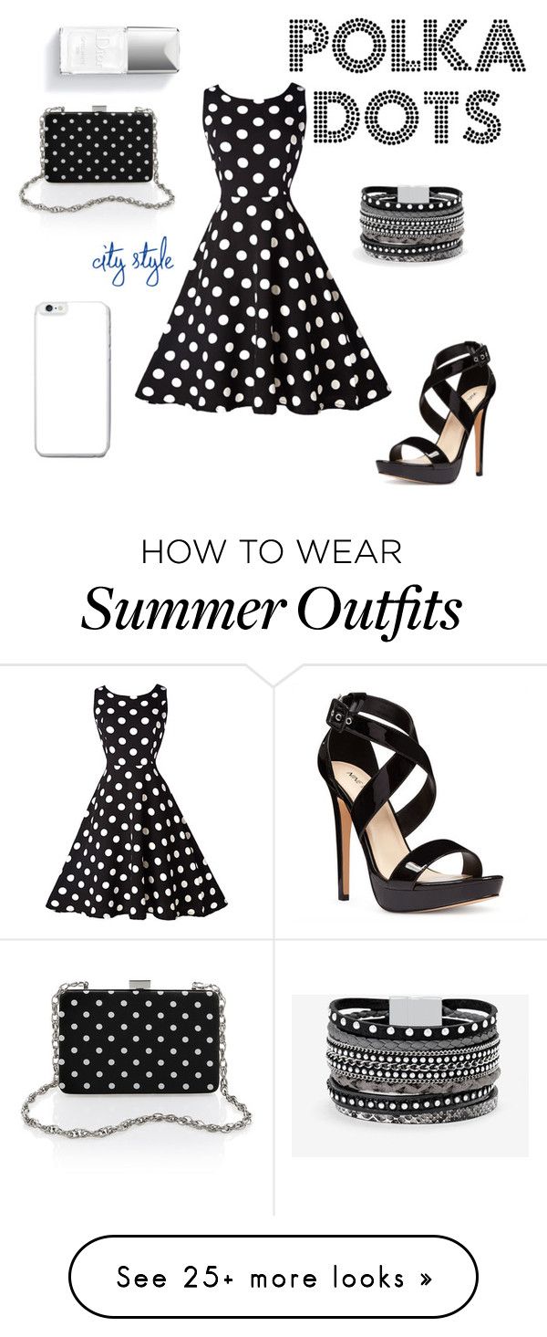 "Polka dot outfit" by ivelascoart on Polyvore featuring Nine West, Whi...