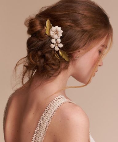 Featured Hair Accessory: BHLDN; Wedding hairstyle idea....
