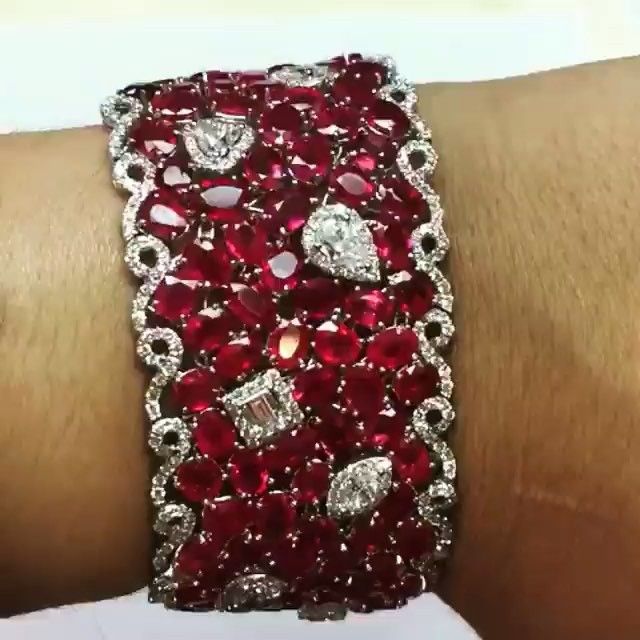 AMAZING!!! ❤️ #Ruby and #Diamond Cuff Bracelet by SES Creations…...