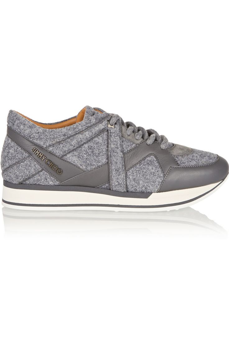 Jimmy Choo | London felt and leather sneakers 