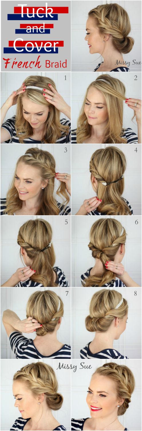 Tuck & Cover French Braid | Step By Step Hair Updo by Makeup Tutorials at makeup...