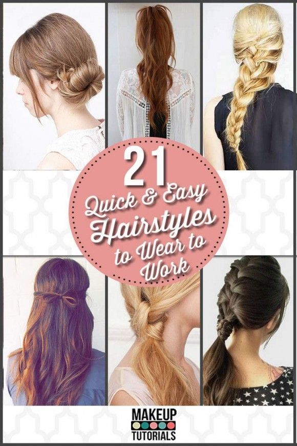 Easy Hairstyles for Work | Quick DIY Hairstyles by Makeup Tutorials at http:/mak...