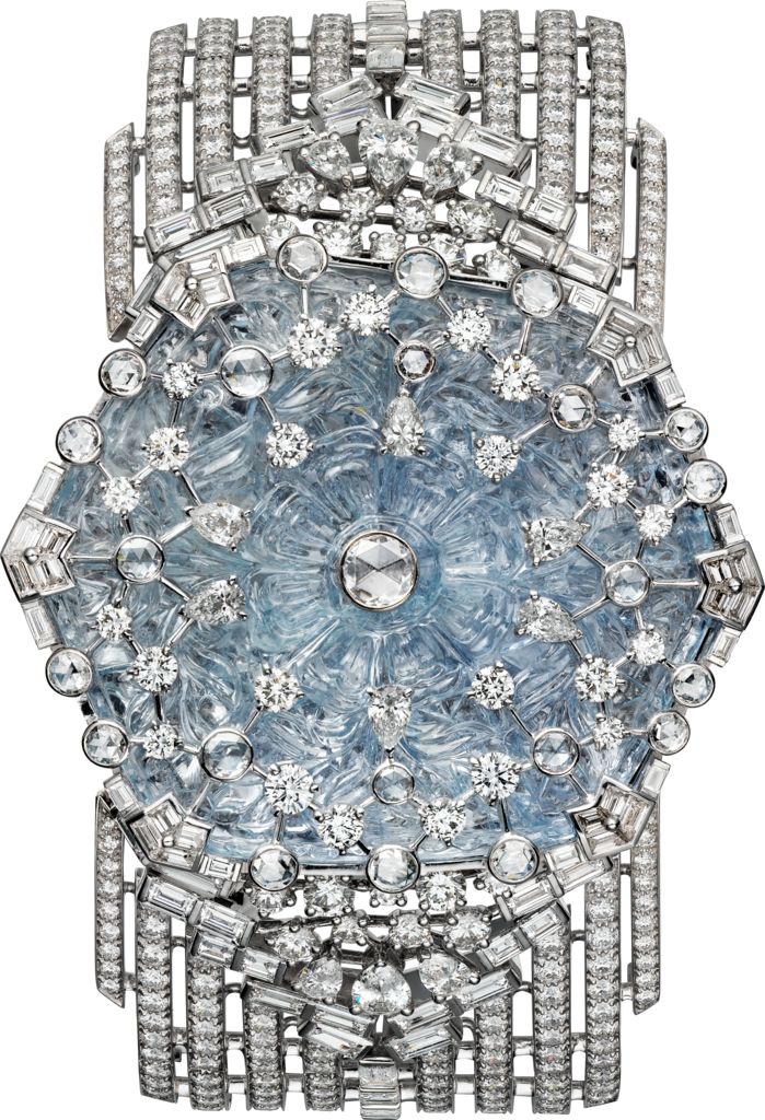 CARTIER. High Jewellery secret watch, quartz movement. Rhodium-finish 18K white ...