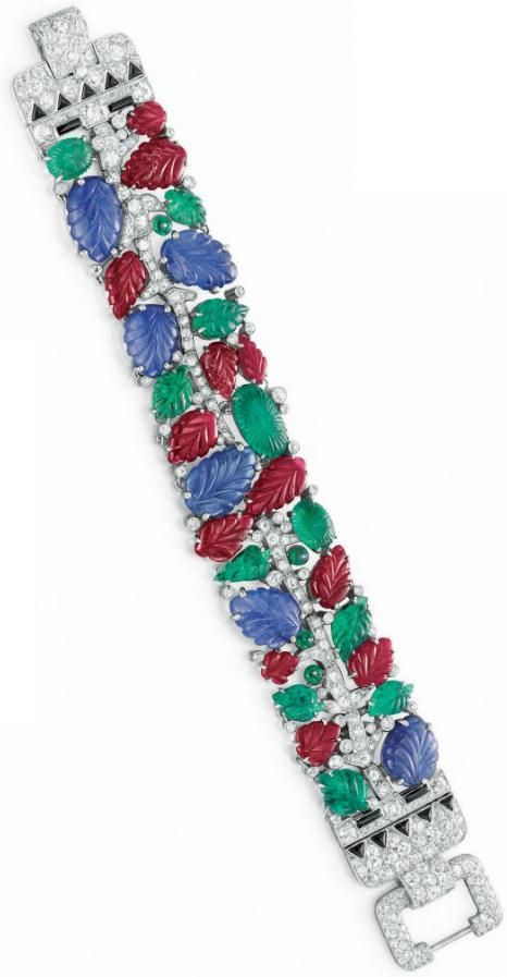 Art Deco "tutti frutti" bracelet, by Cartier, circa 1930. Designed as ...