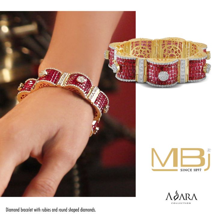 Beautiful bracelet with rubies and round shaped diamonds from ADARA collection o...