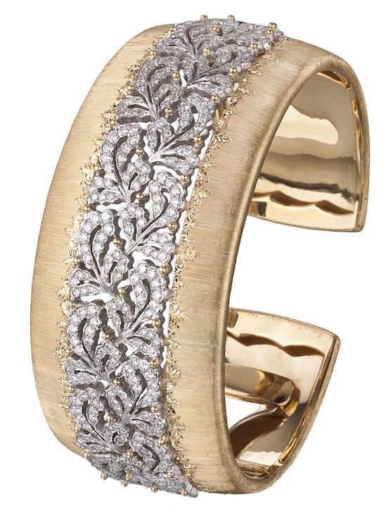 Buccellati Dream Cuff Bracelet in yellow and white gold with sapphire and diamon...