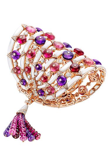 Bulgari Amethyst, rubellite, pink tourmaline, and diamond bracelet,
