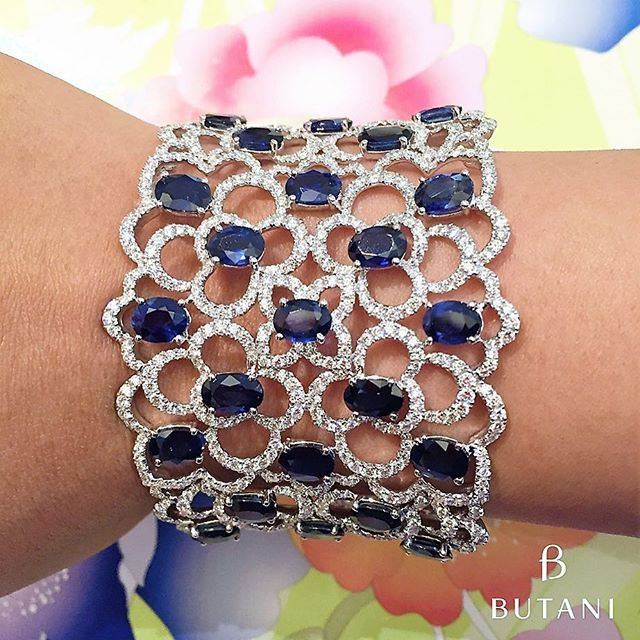 Butani Jewellery on Instagram: “Cure the Monday blues with our Sparkling Sapphire and Diamond Cuff #Butani #ButaniJewellery #Diamonds #Sapphire #Cuff #Bangle #ArmCandy…”