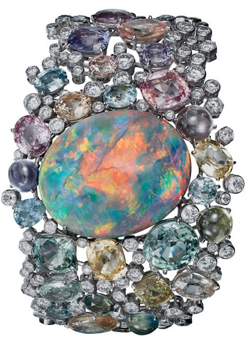 Cartier Opal Bracelet, diamond bracelet with colored sapphires and an oval Austr...