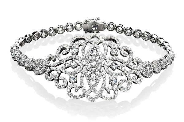 Cellini Jewelers Open Work White Diamond Bracelet A combination of round brillia...