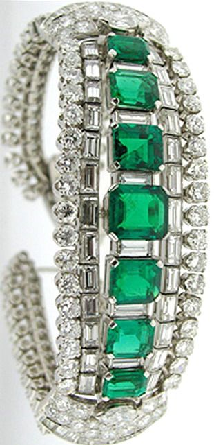 Deco Emerald and Diamond Bracelet