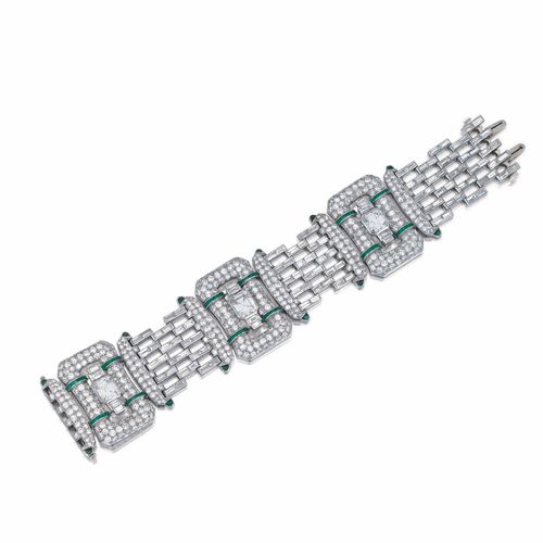 Emerald and diamond bracelet, 1930s | lot