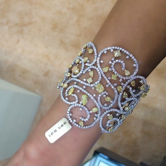 Fancy yellow diamond cuff #Bjc #Bahrainjewellerycentre #Jewelleryarabia2014 #Imp...