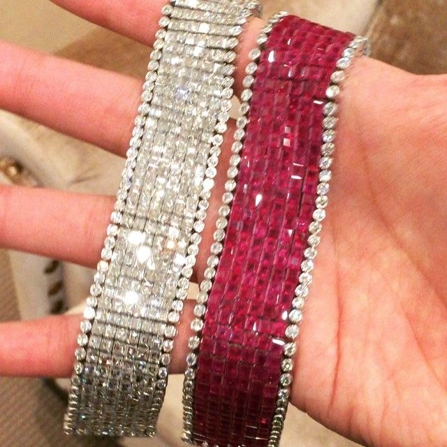 Obsessed with these super flexible, super sparkly diamond and ruby bracelets by ...