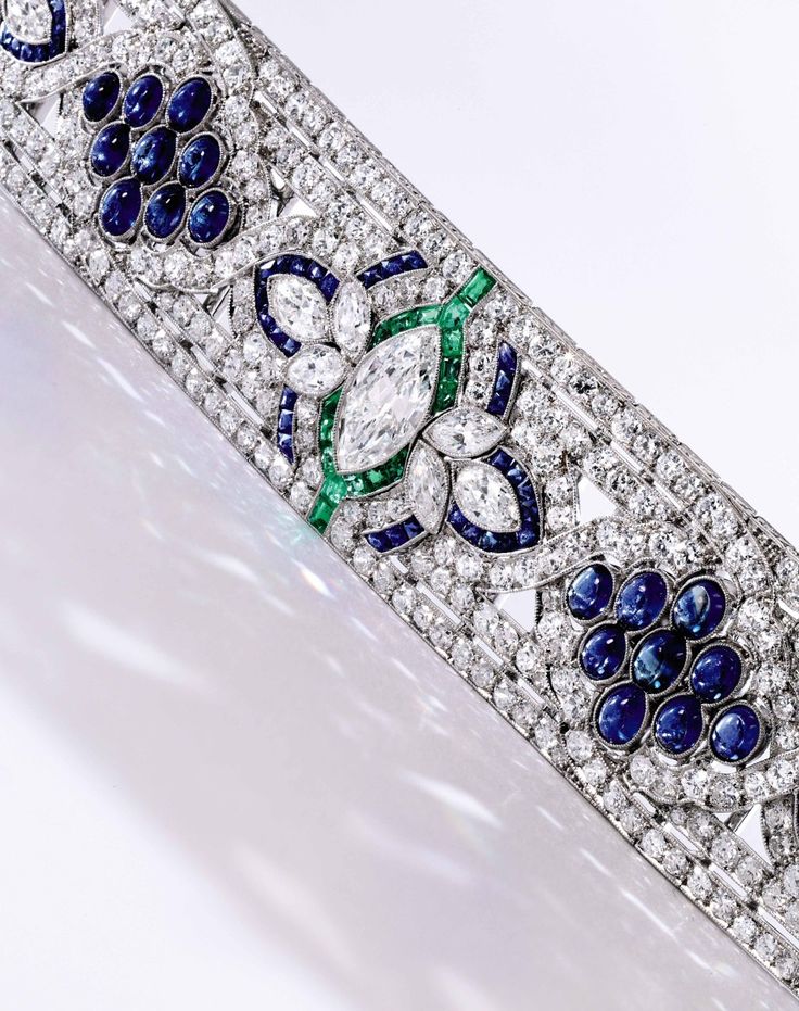 Platinum, Diamond, Sapphire and Emerald Bracelet, Oscar Heyman & Brothers, c...