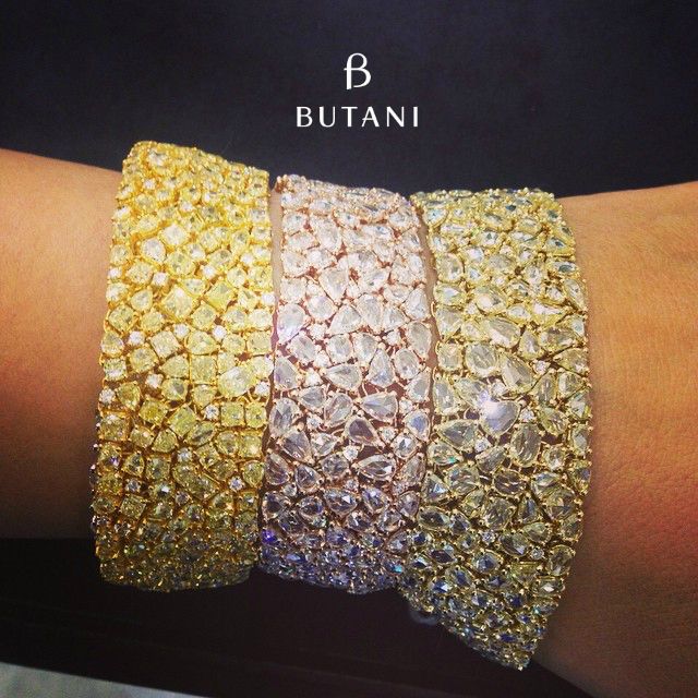 butani - rose cut diamond bracelet in an assortment of colors from white, yellow...