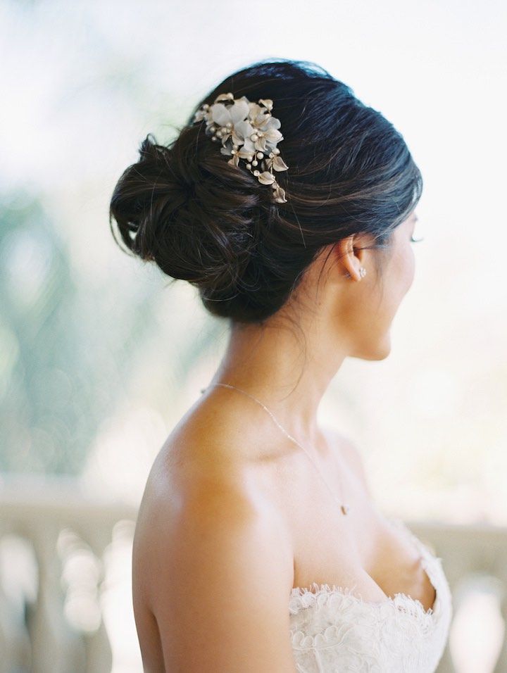 Featured Photographer: Esther Sun; wedding hairstyle idea