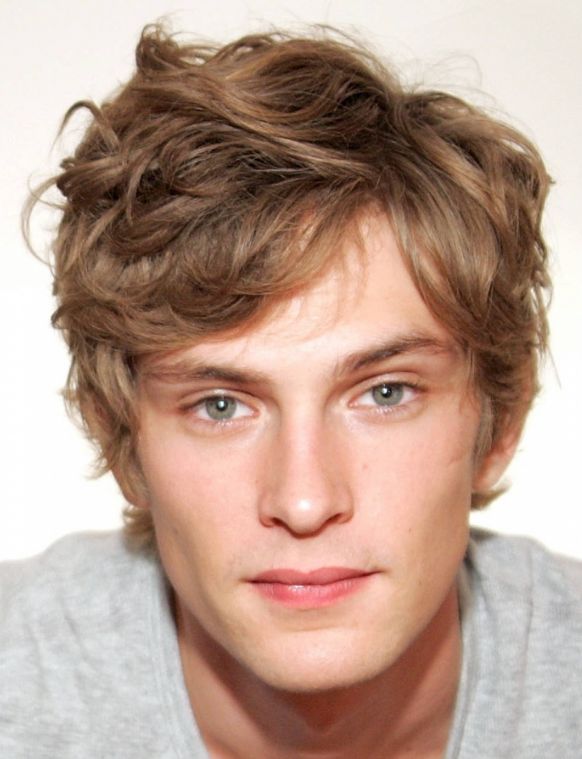 Short wavy men haircut with light curly bangs.   [Choices, Choices,  a few more ...
