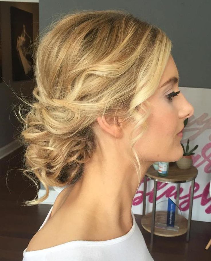 Wavy Blonde Updo For Thin Hair