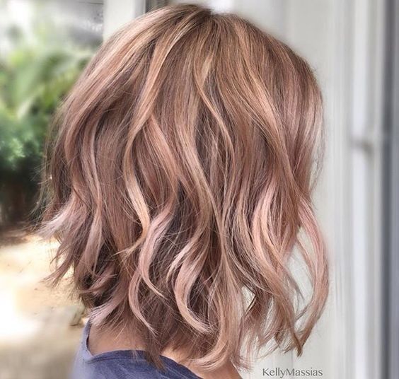 wavy-layered-medium-hairstyles-with-rose-gold-brown-hair-shoulder-length-hair-cu...