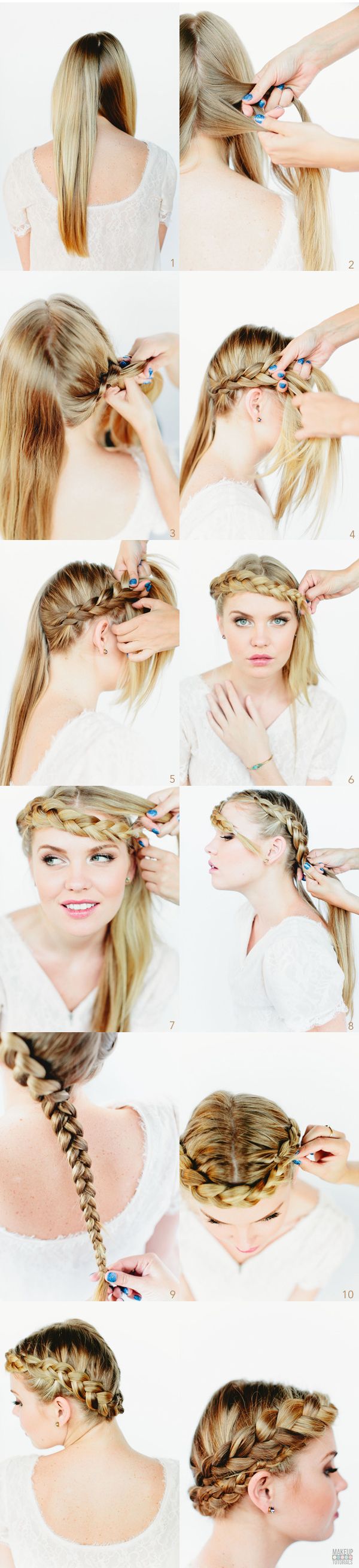 Crown Braid - 21 Lovely French Braid Tutorials For Every Woman | Step By Step Ha...