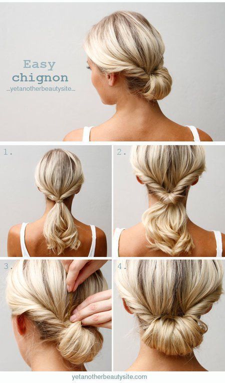 Easy Chignon | 10 Beautiful & Effortless Updo Hairstyle Tutorials for Medium Hai...