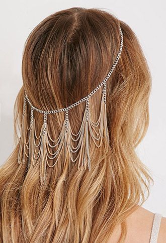Coachella hair accesories. Hair Trend Alert - Backwards Hair Accessories, chains...