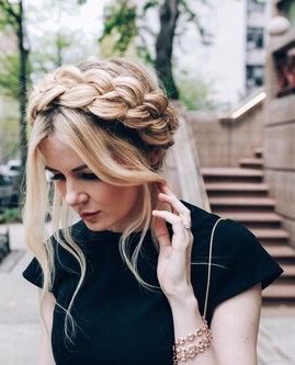 Gorgeous updo. Bun with a big braid. Beauty and style inspiration to copy now at...