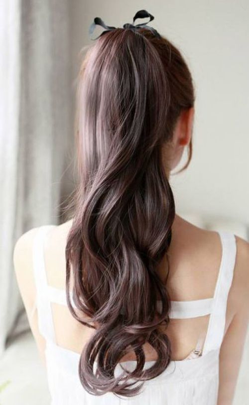 High Ponytail with a bow. Waves. Fashion Style. Beauty. Inspiration. ♡...