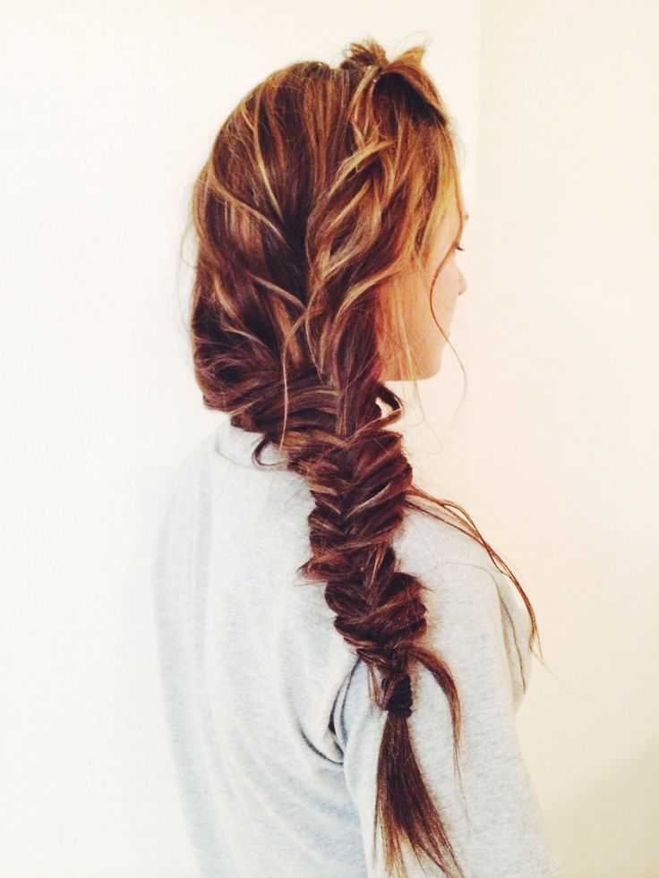 messy fishtail hairdo. Women who have long hair should try this. Messy braid for...
