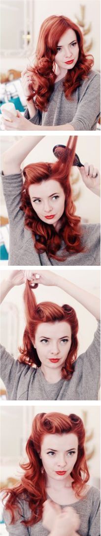 Pinup Victory Rolls tutorial // This. Love!! (And she's got the same hair co...