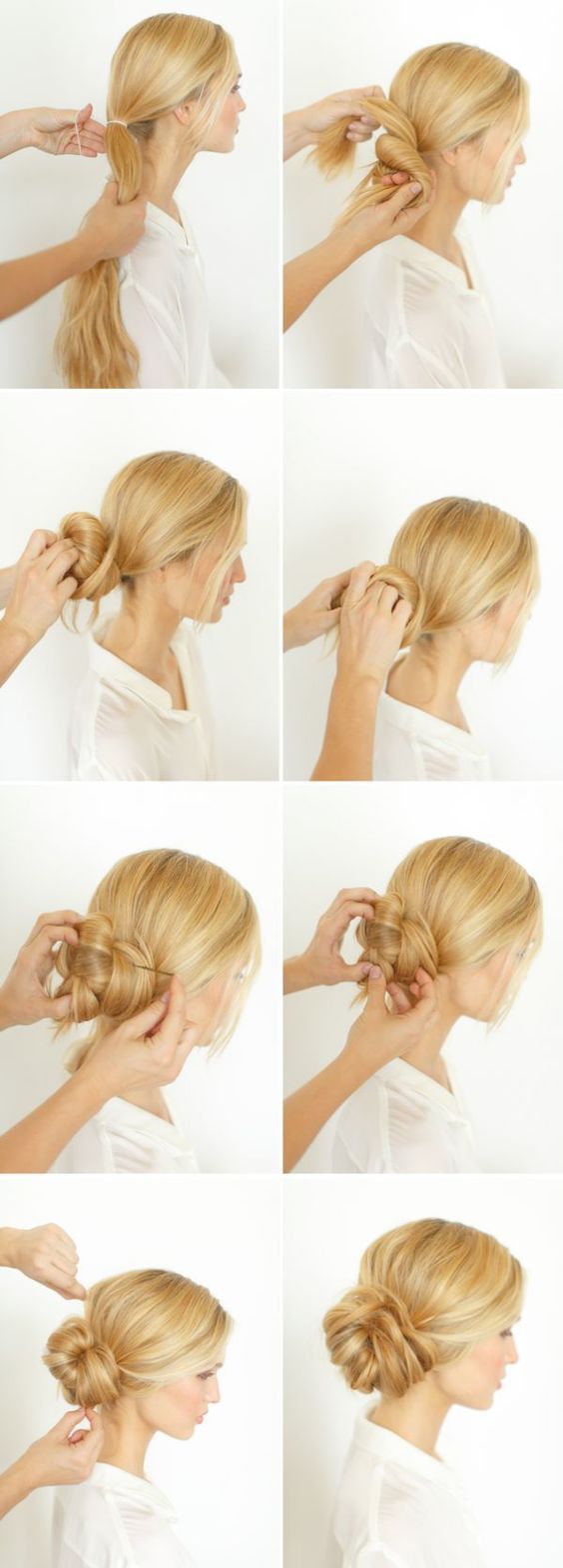 Pretty Side Bun Hairstyle for Long Hair. Step by step photo tutorial. Difficulty...