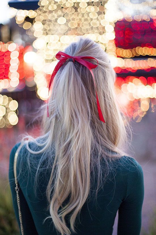 Red Ribbon, beautiful light blonde color. #hairstyle...