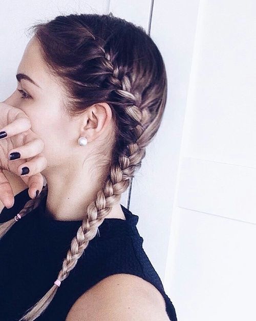Two braids hairdo for long hair. Elegant and easy to to hairstyle.