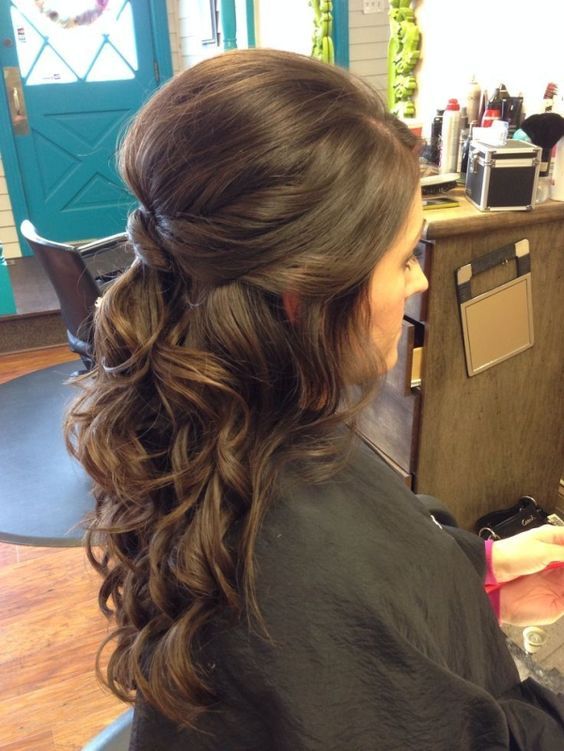 Wedding hair - half up, curly, brunette, twist. Wedding hair.