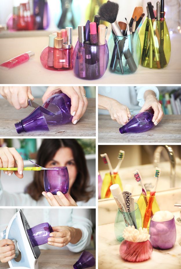 11. Recycled Plastic Bottle | Makeup Storage | DIY Makeup Organizer...