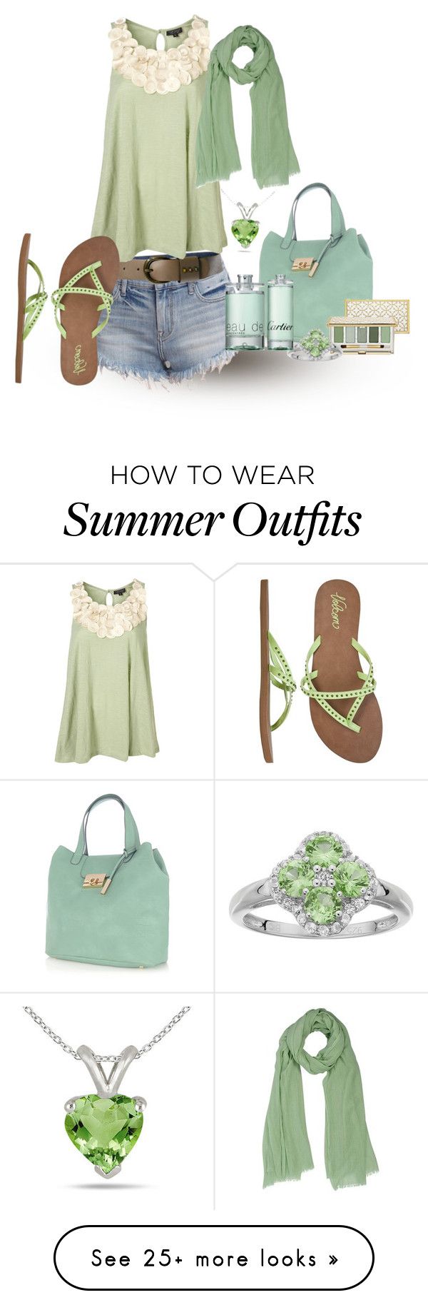 "Summer green outfit" by vst063090 on Polyvore featuring Pieces, Wareh...