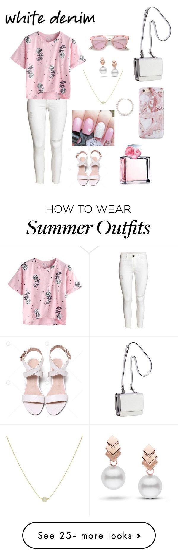 "White denim outfit" by cheleniak on Polyvore featuring Kendall + Kyli...