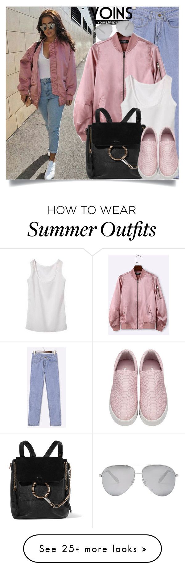 "Yoins: Satin Jacket" by yoinscollection on Polyvore featuring ChloÃ...