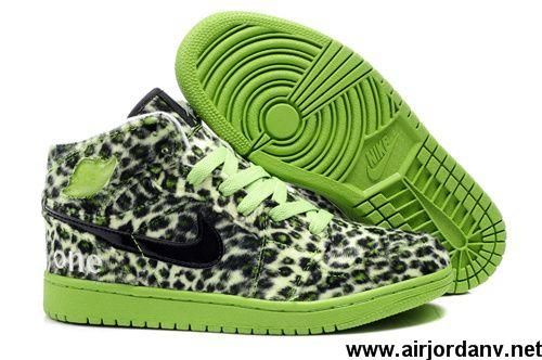 Best Gift Fluff Leopard Black Green Air Jordan 1 (I) Shoes Shop