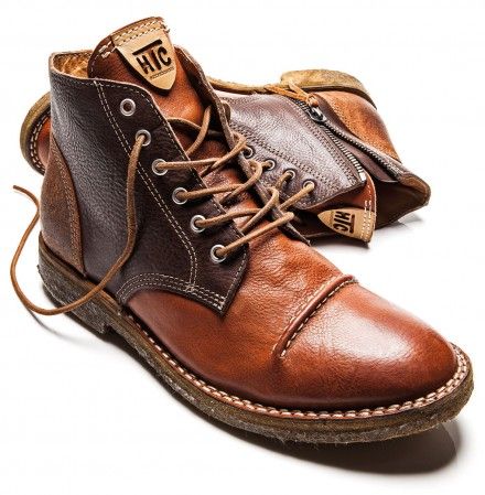 Brown & Caramel Leather & Suede Desert Boot with Spats. Hollywood Tradin...