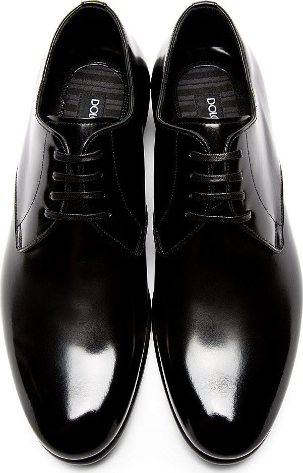 Dolce & Gabbana: Black Buffed Leather Classic Derbys