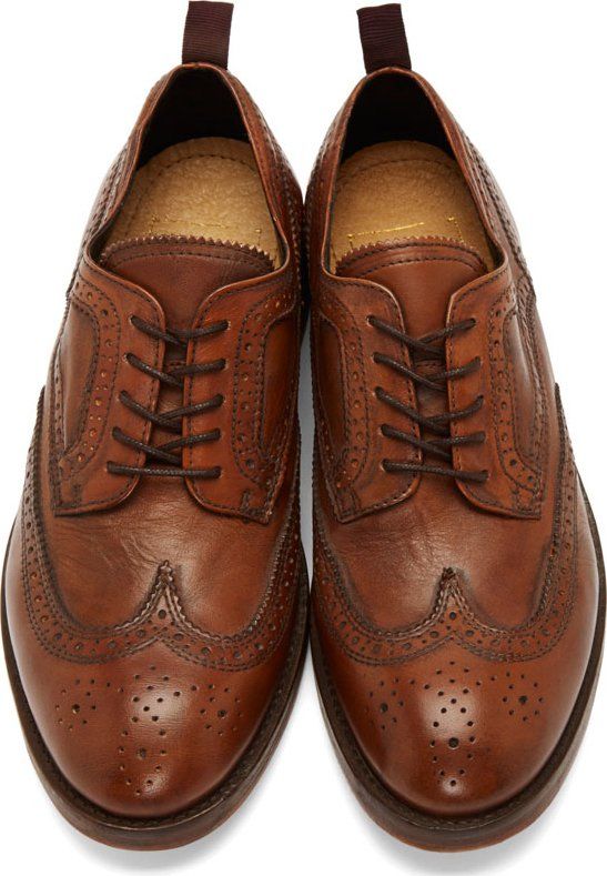 H by Hudson Brown Leather Deacon Shortwing Brogues