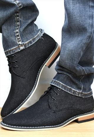THESE!!!! Men's Desert Boots Black Jean Lace ups from shoesnbags. AWESOME LO...