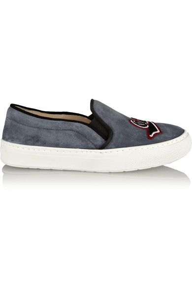 MARKUS LUPFER Oui, Non embroidered suede slip-on sneakers...