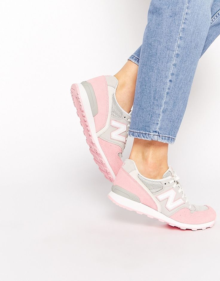 New Balance 996 Pastel Grey/Pink Suede Trainers at asos.com
